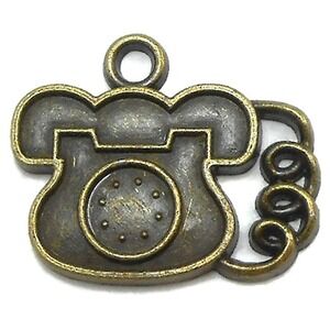 8pcs Rotary‎ Phone Charms Bronze Tone Metal telephone